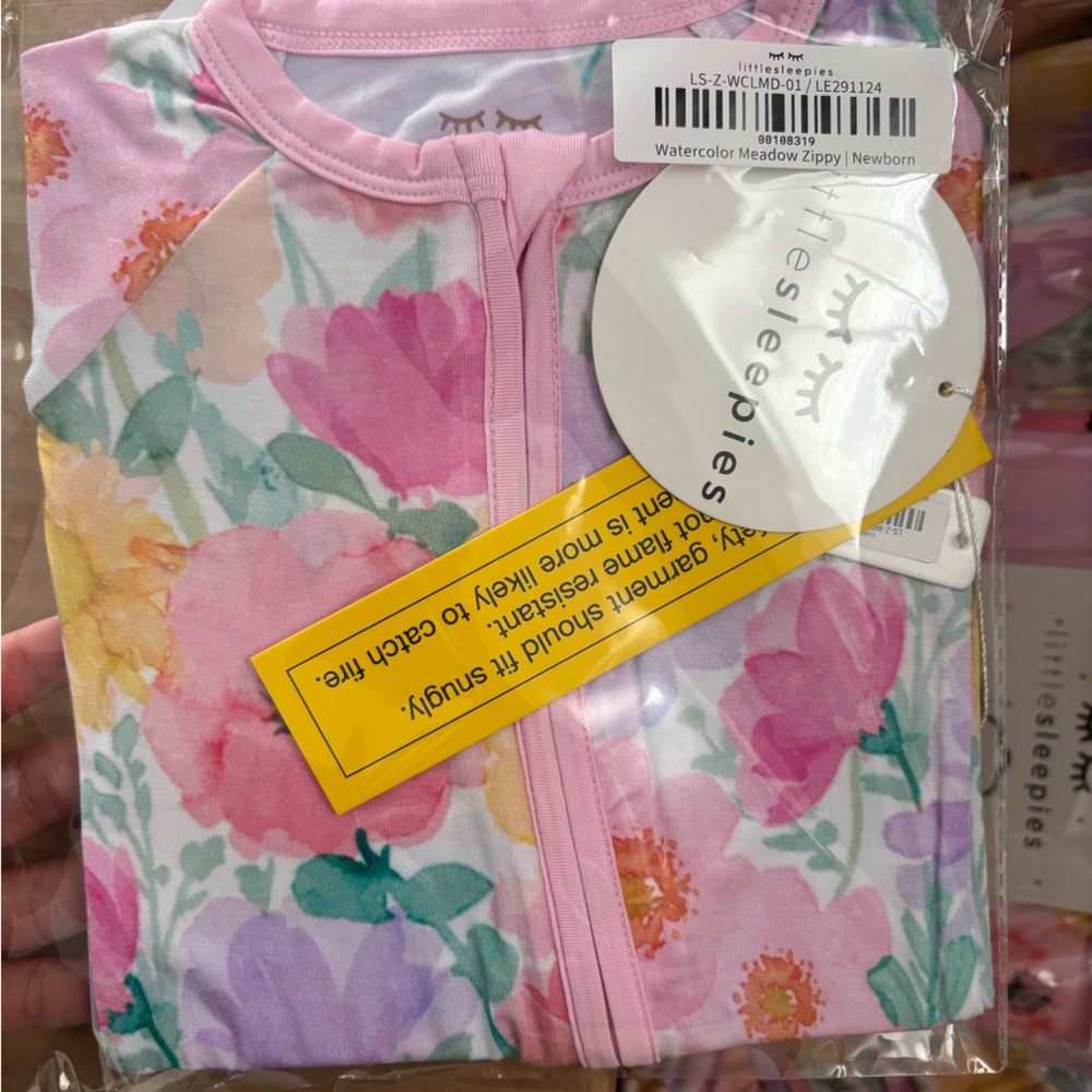 Little Sleepies Watercolor Meadow zippy Newborn